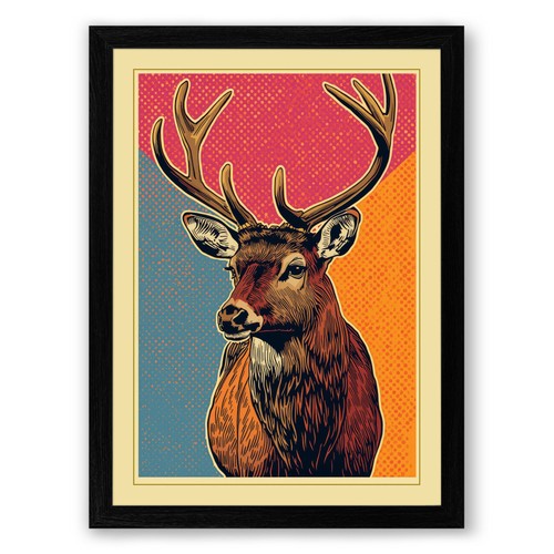 Stag colour vintage framed - vintage,
