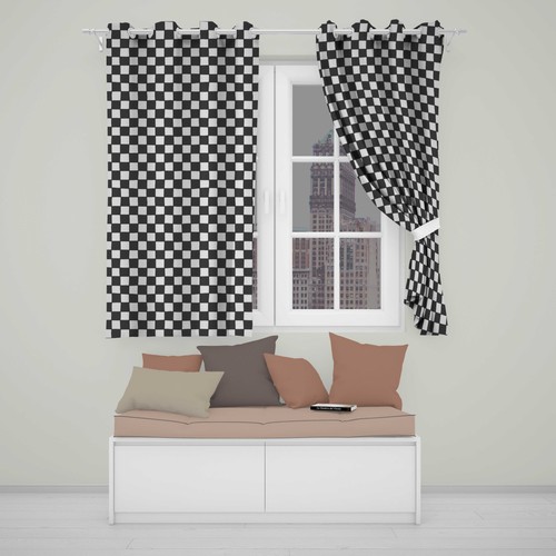 Blackout eyelet curtains - eyelet, black