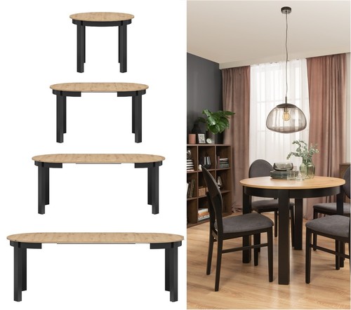 Extendable round dining table - round,