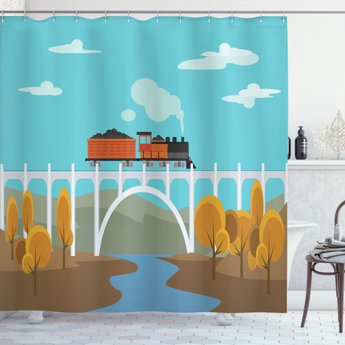 Train track shower curtain - train,