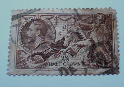 1913 seahorses stamp - gb,