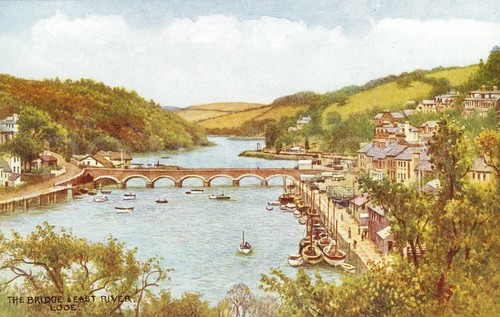 Looe vintage postcard bridge - vintage,