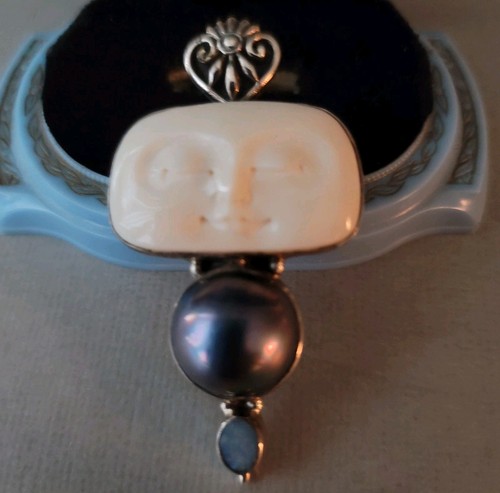 Sterling silver moon - silver, face