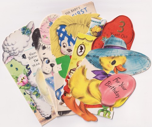 Vintage die cut birthday cards - birthday,
