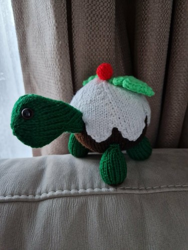 Hand knitted christmas pudding - knitted,