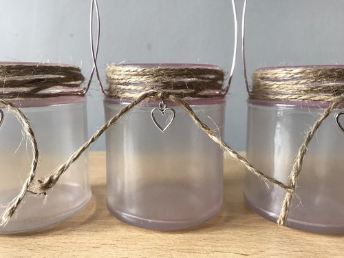 Hanging glass jar - , pink