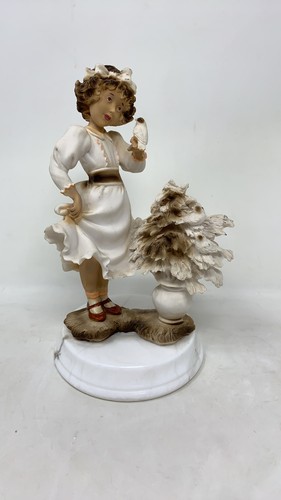 Resin figurine girl - with, bird