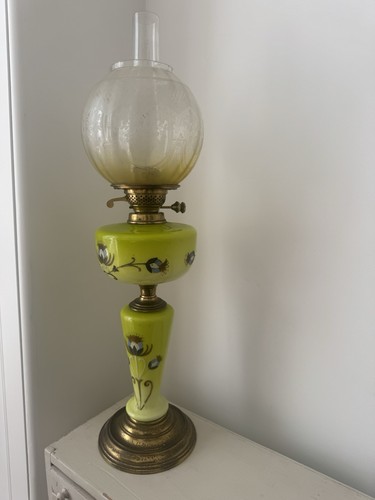 Antique hand painted glass oil - hand,
