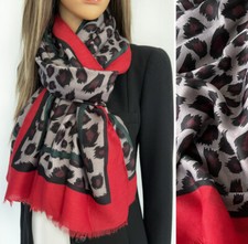 Red Grey Ladies Leopard Print