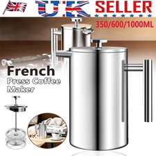 Coffee Maker Double Walled Insulated French Press Cafetiere Stainless Steel Pot*