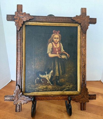 Antique primitive oil - oil, on
