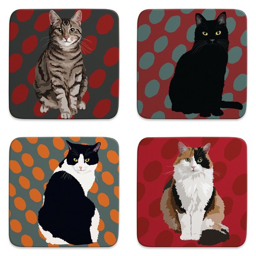 Cat coasters leslie gerry - coasters,