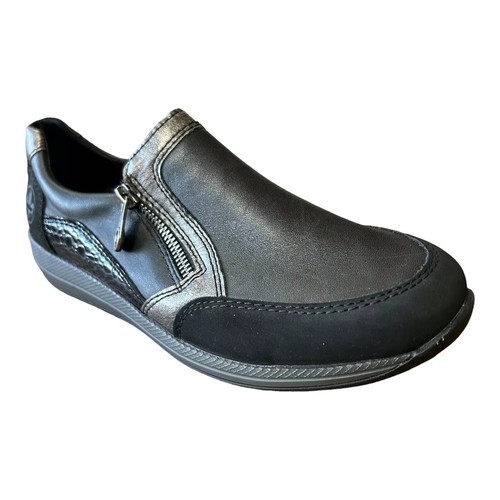 Rieker black leather textile - leather, &