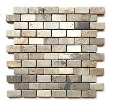 1x2 Harmony Slate Tumbled Mosaic for Kitchen Fireplace Wall Floor (BOX OF 10)