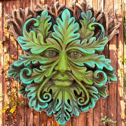 Oak king green man - wall, plaque
