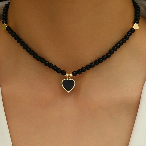 Bohemian handmade beaded heart - beaded,