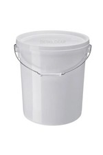 10 x 20 L Ltr Litre White Plastic Buckets Containers with Lids & Metal Handles