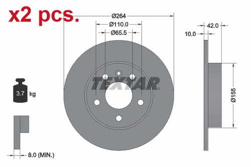 Pcs rear brake disc - x2,
