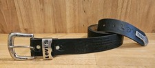 Rare Vintage Levi’s USA Belt Black Leather Men's Metal Buckle 104cm Length 