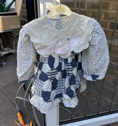 Girls blue white floral smock - girls,