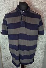 Tu Mens Blue And Grey Striped Polo Shirt Size UK Large Used
