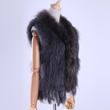 Women Real Knitted Fur Vests Tassels Fur Collar Waistcoat Fur Sleeveless Gilet