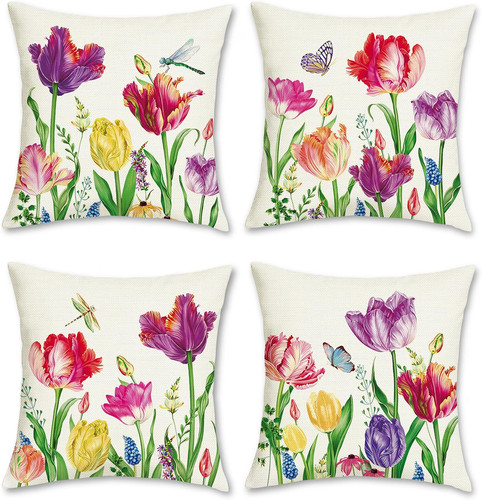 Bonhause tulip floral cushion - tulip,