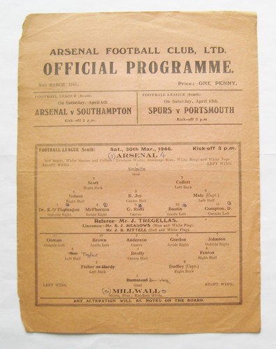 Arsenal millwall 1945 1946 - v,
