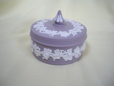 Wedgwood Lilac Jasper Ware Round Trinket Box with Finial Lid