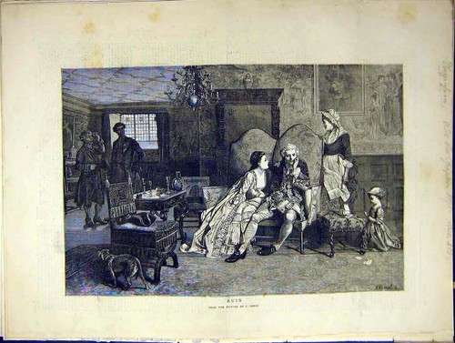 Old antique print - old,