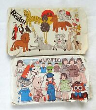 2 VINTAGE 1970'S TOY SEWING PATTERNS FOR RAG DOLL,HER CLOTHES, ANIMALS & BIRDS