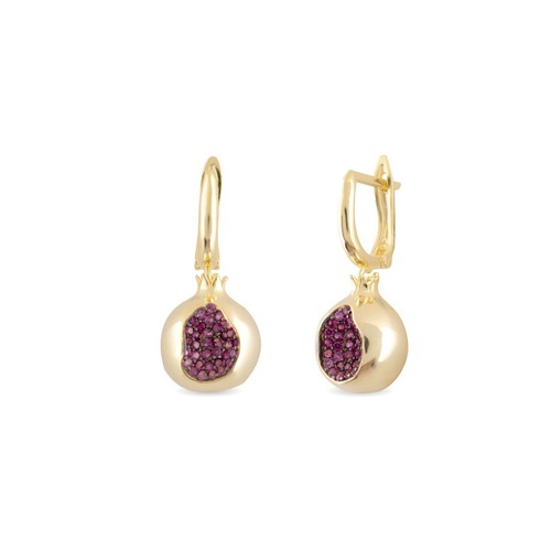 14k gold pomegranate dangle - pomegranate,