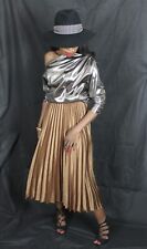 Zara pleated elastic satin skirt