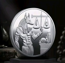 Anubis Coin Ancient Egyptian God Silver Coin + Floating Frame Xmas Gift NEW