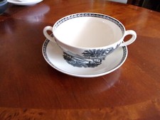 Wedgwood of Etruria & Barlaston  Lugano Two Handled Soup Cup and Saucer Black