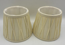 2 Cream Pinch Pleat Lampshade 12 Inches Diameter Silky Fabric H: 13.75cm