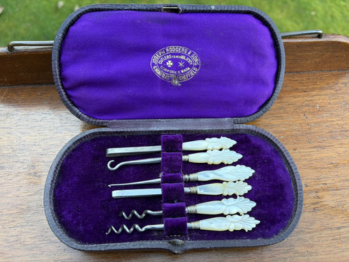 Leather cased sewing tools - leather,