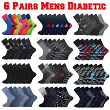 Mens Non Elastic Socks Diabetic Swollen Ankles Loose Soft Top 6 Pairs 6-11