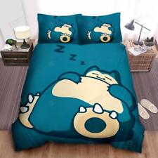 Pokemons Big Blue Snorlax Sleeping Quilt Duvet Cover Set Bedding Double UK