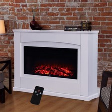 Electric Fireplace White Fire