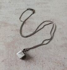 Emporio Armani Gunmetal Steel Necklace with Cube Pendant EG2640060 Mens / Unisex