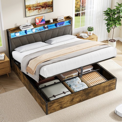 Wooden ottoman bed frame with - ottoman,