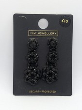 Black Beaded Earrings, Black