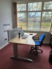 Large Ergonomic Birch Effect Office Desk with Metal Silver Legs (3 available)