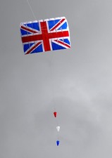 40 sq feet Union flag Parafoil kite, 3 drogues and matching bag. VGC