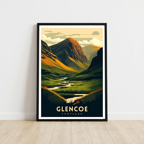 Glencoe scotland travel poster - glencoe,