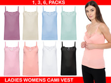 Womens Cami Vest Top Lace Trim