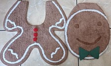 NEW Next Christmas Gingerbread Ped SET Bath Mat Seat Cover Pedestal