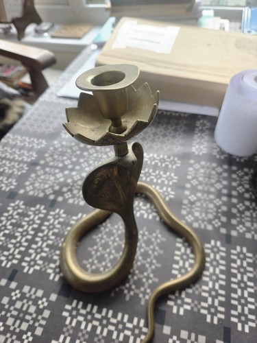 Brass cobra candlestick with