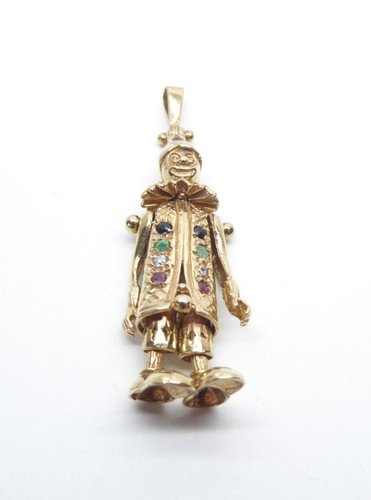 9ct gold clown pendant - gold,